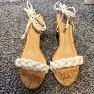 Elegant White Braided Sandals